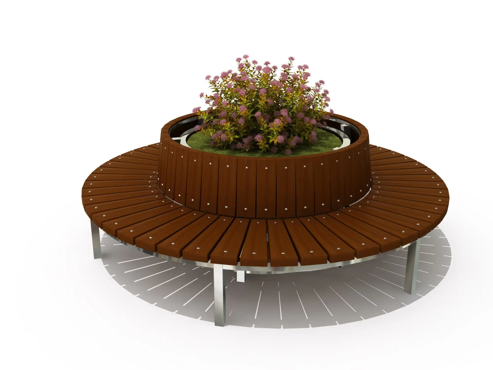 Commercial Waiting Tree Seat Outdoor Tree Around Wooden Storage Seat with Round Tree Bench