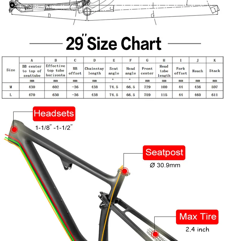 AIRWOLF 29ER Boost MTB Frame Full Suspension Carbon Bike