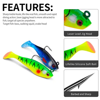 CHEERY SO073 8cm 10g ABS Artificial Soft Baits Lead Head Fishing Lures with T Tail for Ocean Boat Ice & Fly Fishing – Soft Lure – view 3