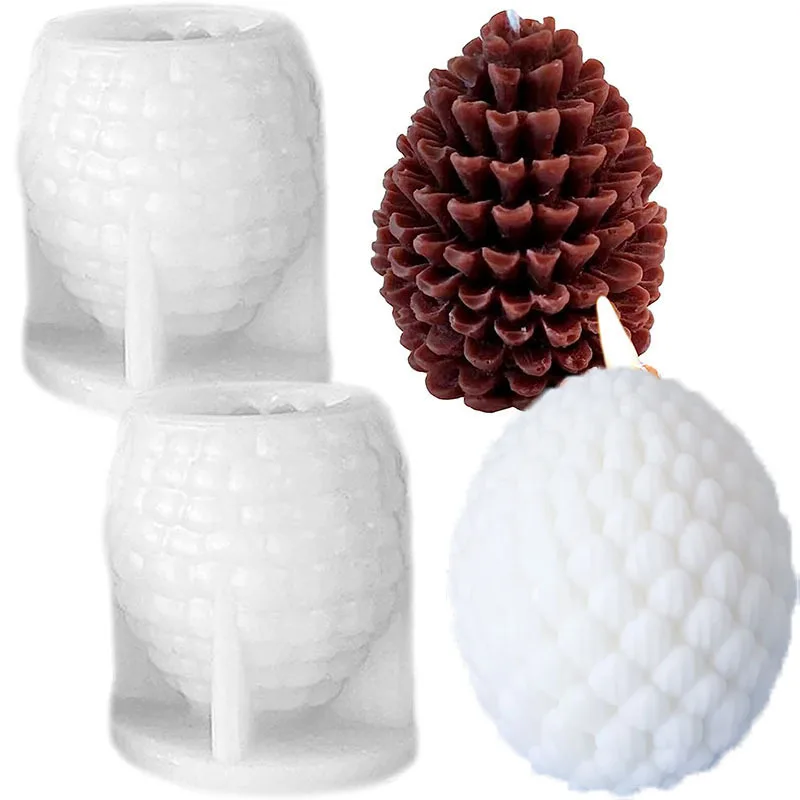 3D Christmas Pinecone Shape Silicone Mold Pine Cone Candle Soap Fondant Chocolate Home Decor Gift with High Quality Cake Tools supplier