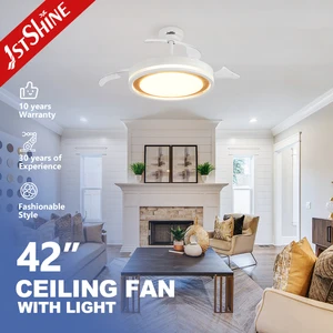 1stshine LED Ceiling Fan Modern 42 Inches Folding Blades 20 Inches Retractable Hanging Ceiling Fan