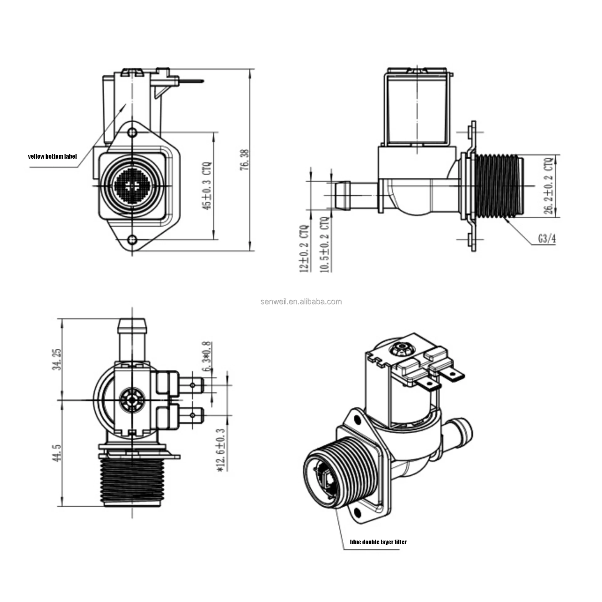 Solenoid Valve Washing Machine Inlet Valve Washing Machine Spare Parts