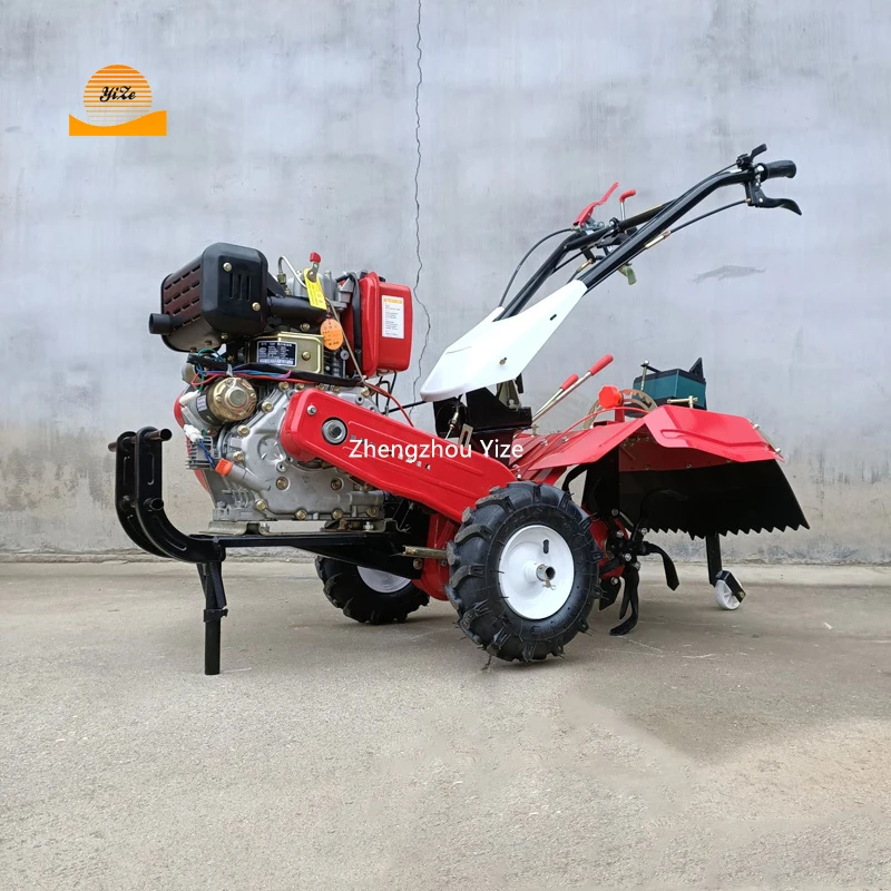 Two Wheel Mini Walking 7Hp Diesel Gasoline Rotary Tillage Weeder Hand Tractor Land Cultivation Power Tiller Machine for Farm