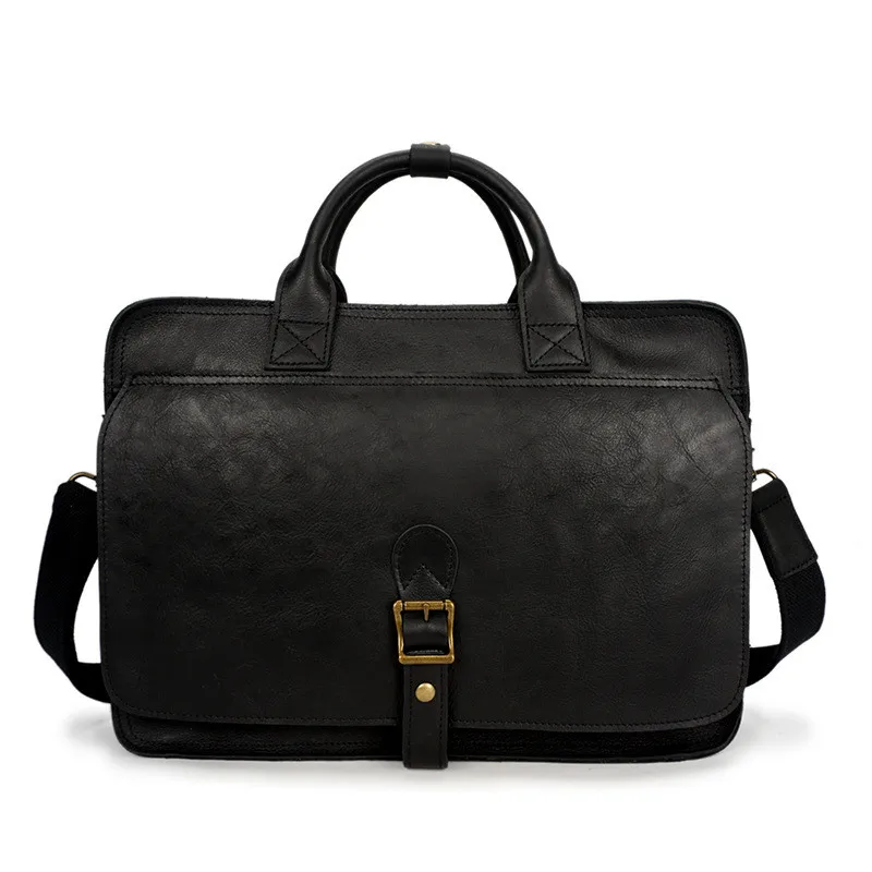 Men's messenger bag retro laptop handbag leather business briefcase