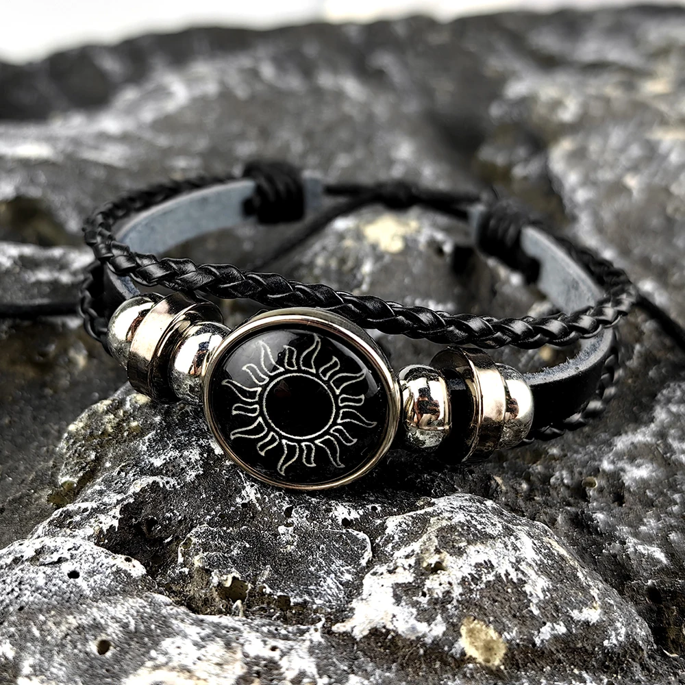Luminous Couple Bracelets Sun Moon Adjustable Black Braided Bracelet  Friendship Fashion Romantic Jewelry Birthday Gifts