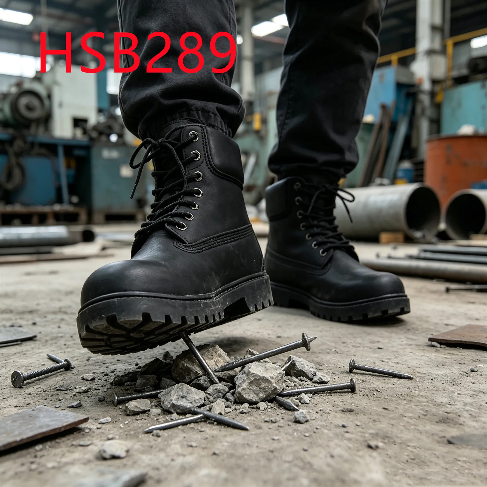 HY,Rock Bottom Price Anti-puncture Rubber Sole Brown/black Safety Boots Demanding Work PU Leather Hua Singh Labor Shoes HSB289