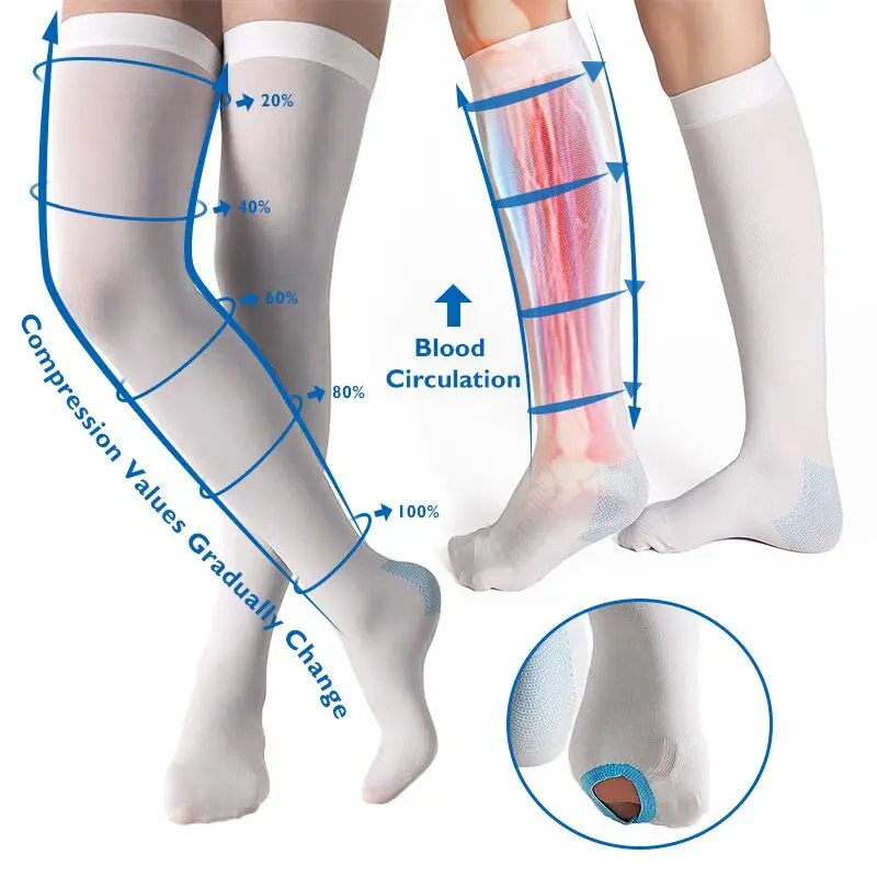Medical Compression Sock Close Toe DVT Knee High Thigh High Socks Anti Embolism DVT Stockings Hot-selling Medias Antiembolicas