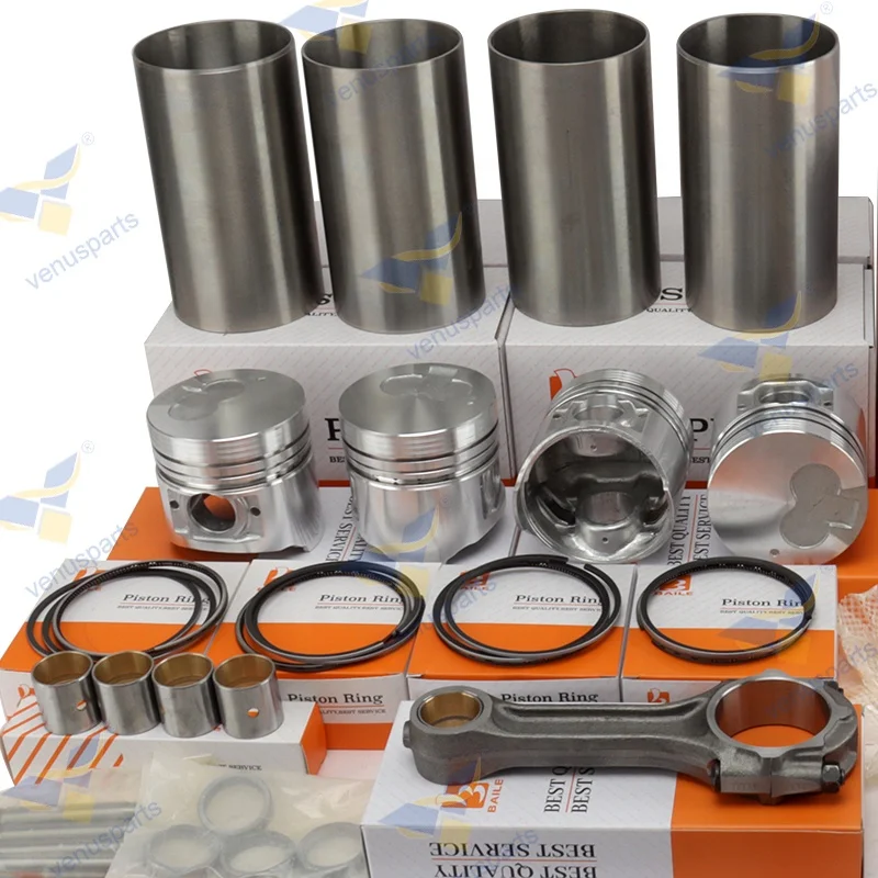 4D55 4D56 Engine Rebuild Kit Piston Piston Ring Liner Gasket Set Main and Conrod Bearing for Mitsubishi 4D56T Engine Overhauling