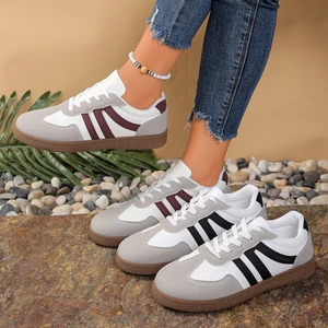 2026 New European American Retro Color Ladies Plus Size Training Sneaker Cross-Border Women's Lace-Up Flat Shoes for Autumn