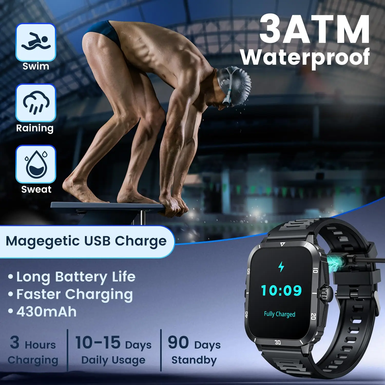 Factory Direct Call BLE Health Watch Brand Own Logo Watches Fitness Digital Outdoor Sport Smartwatch for Men Bracelet
