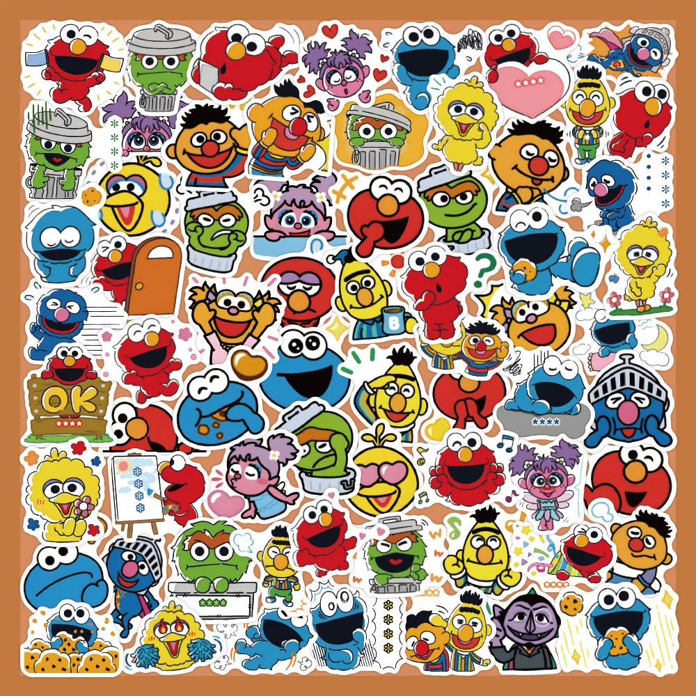 ZY1714C 60pcs Waterproof for Sesame Street Teen Decal Cartoon Decorative Laptop Skateboard Cellphone Luggage Guitar Stickers