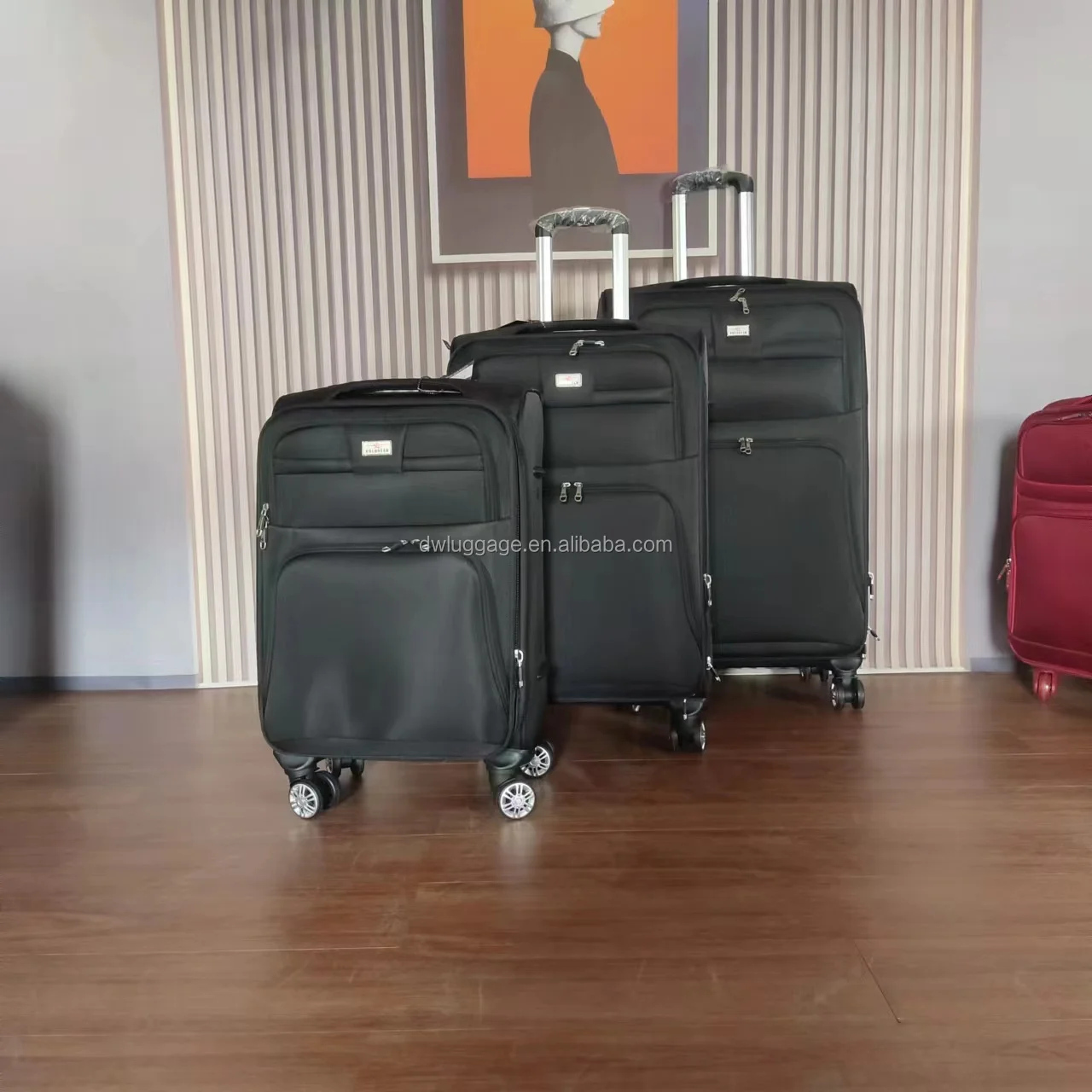 2025 Unisex 4pcs Set New Style Soft Handle Nylon PC Luggage Modern Luxury Waterproof Customized Logo OEM Simple Classic Design