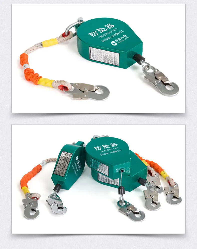 Wire Rope Slider Fall Protection Loading 150kgs 3~60m Wire Rope Fall Arrester Fall Protector Anti ...