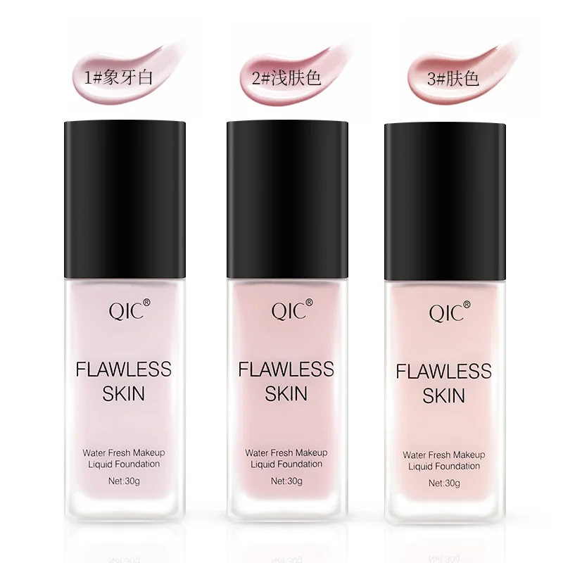 QIC 30ml Face Foundation Base Makeup Matte Oil Control Concealer Full Coverage Soft Liquid Foundation Cream Cosmetics