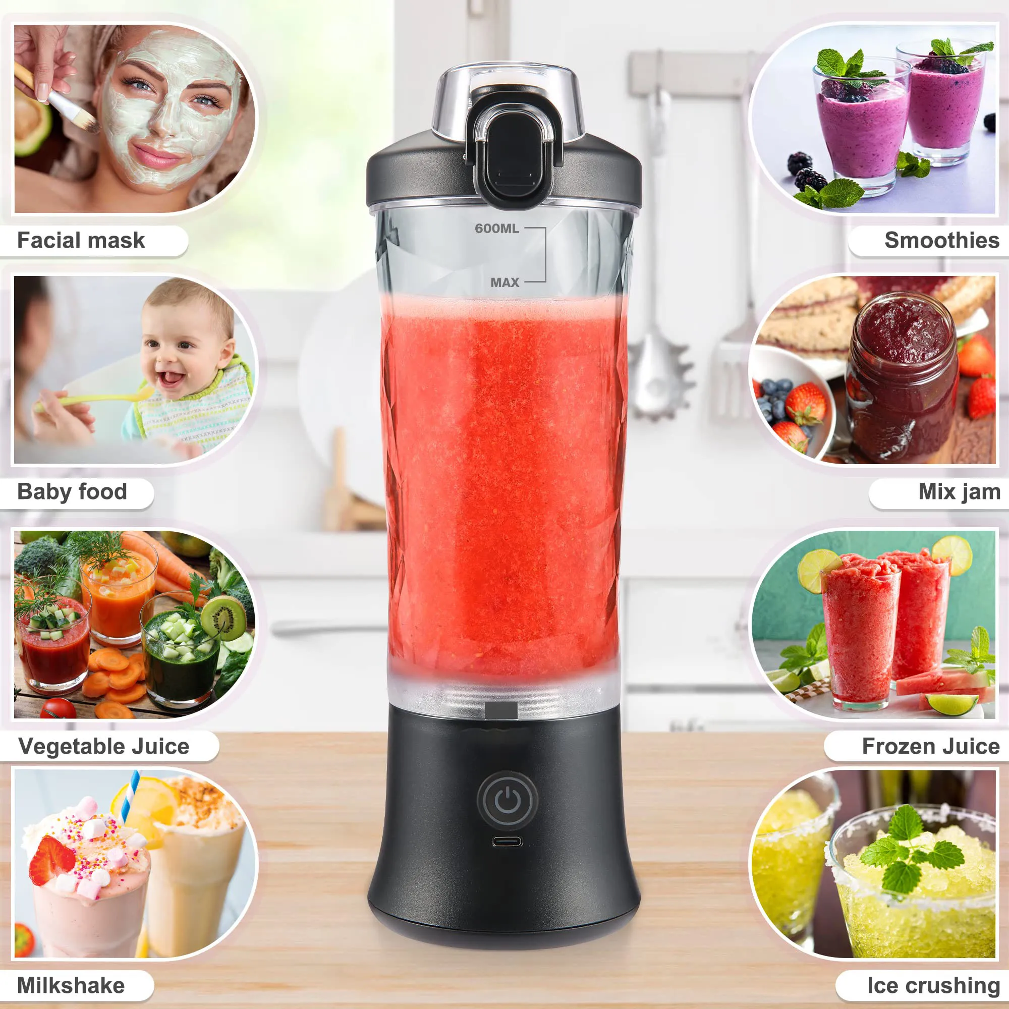 Usb Portable Juicer Blender Electric Personal Travel Plastic Stainless ...