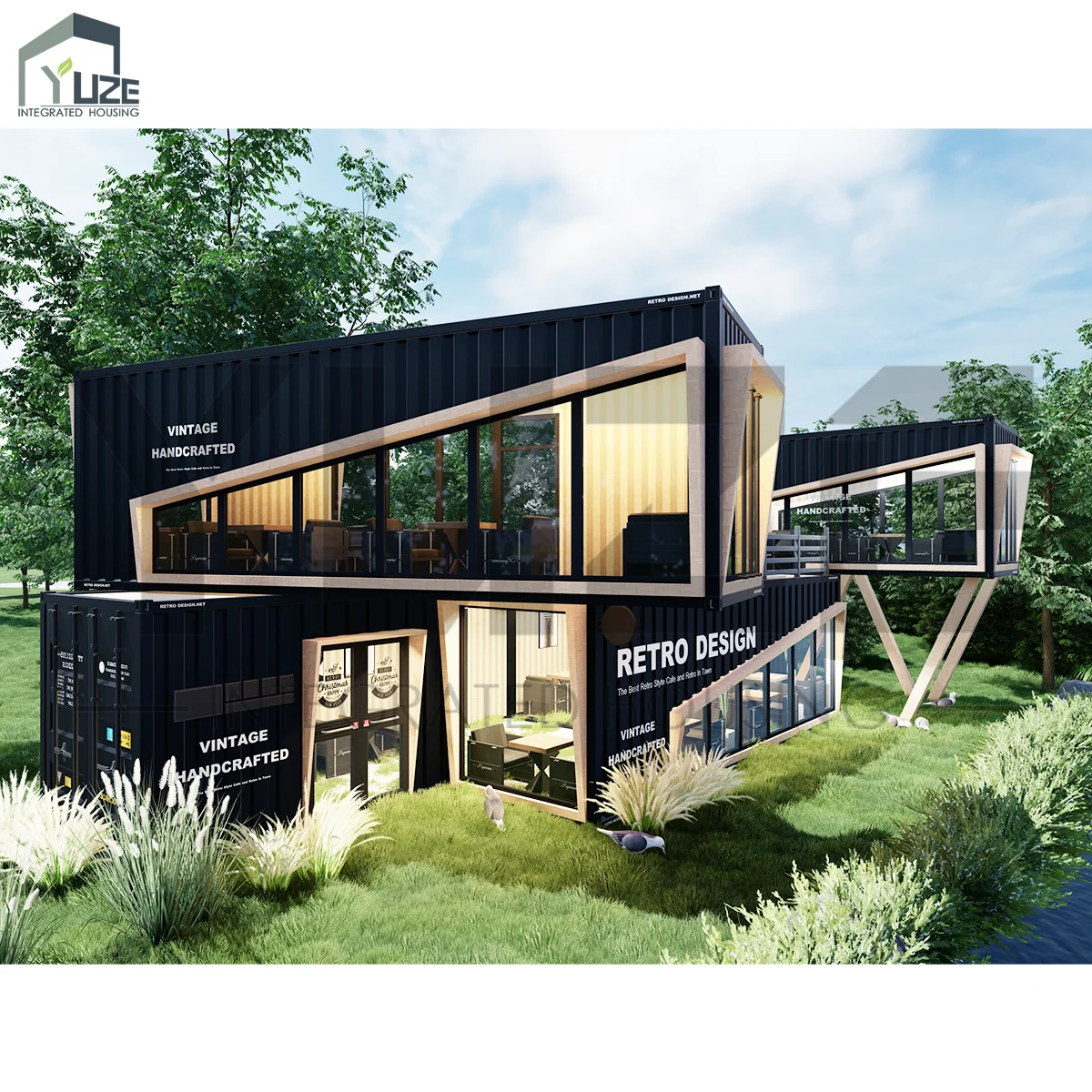 Customizable Modern Design Double-Storey Container House Prefabricated Steel Sandwich Panel Structure Restaurant