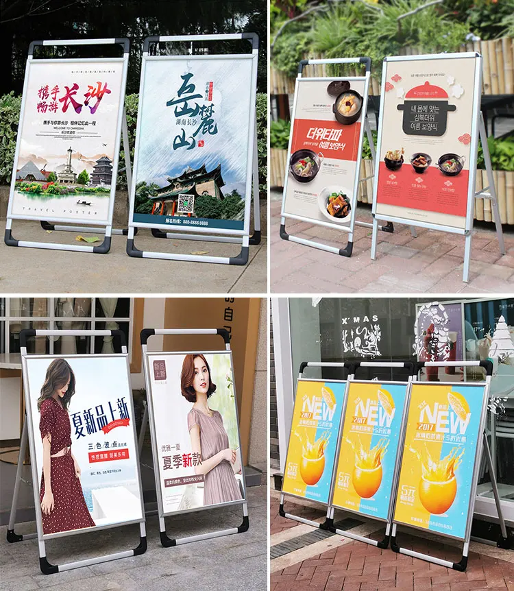 Reusable Display Popular Promotional Reusable a Frame Display Stand Shop Displays Metal ...