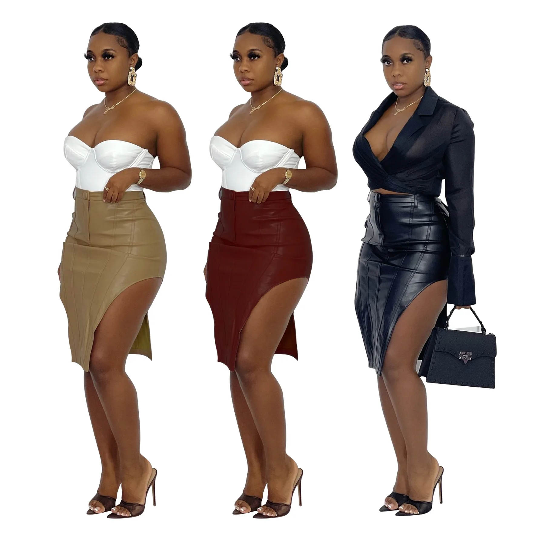 Slit Sexy Bodycon Leather Dress Lady High Waist Faxu Pu Leather Pencil  Skirt - Buy Pu Leather Skirt,Faux Lather Dress,High Waist Penil Skirt  Product on Alibaba.com