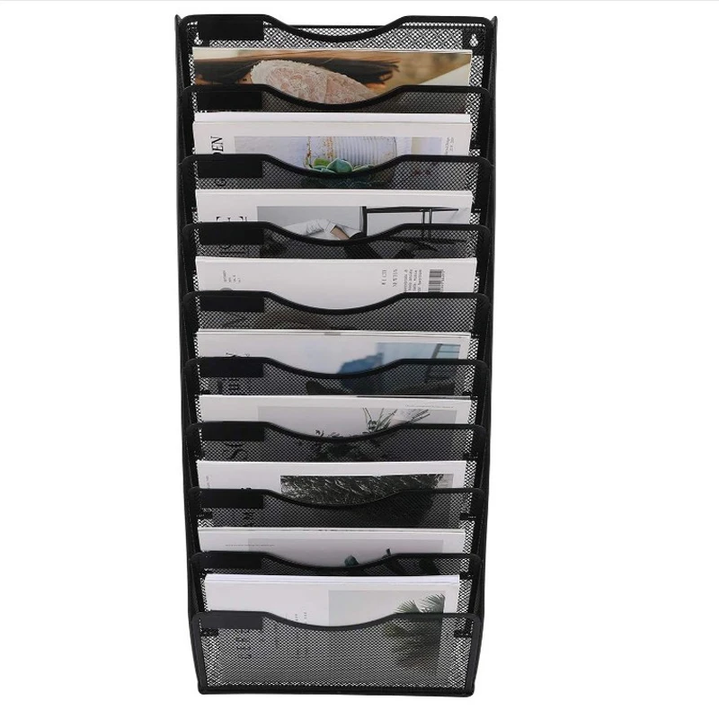 Wall Pocket Chart Organizer Mesh Steel Magazine Organizer File Holder 7