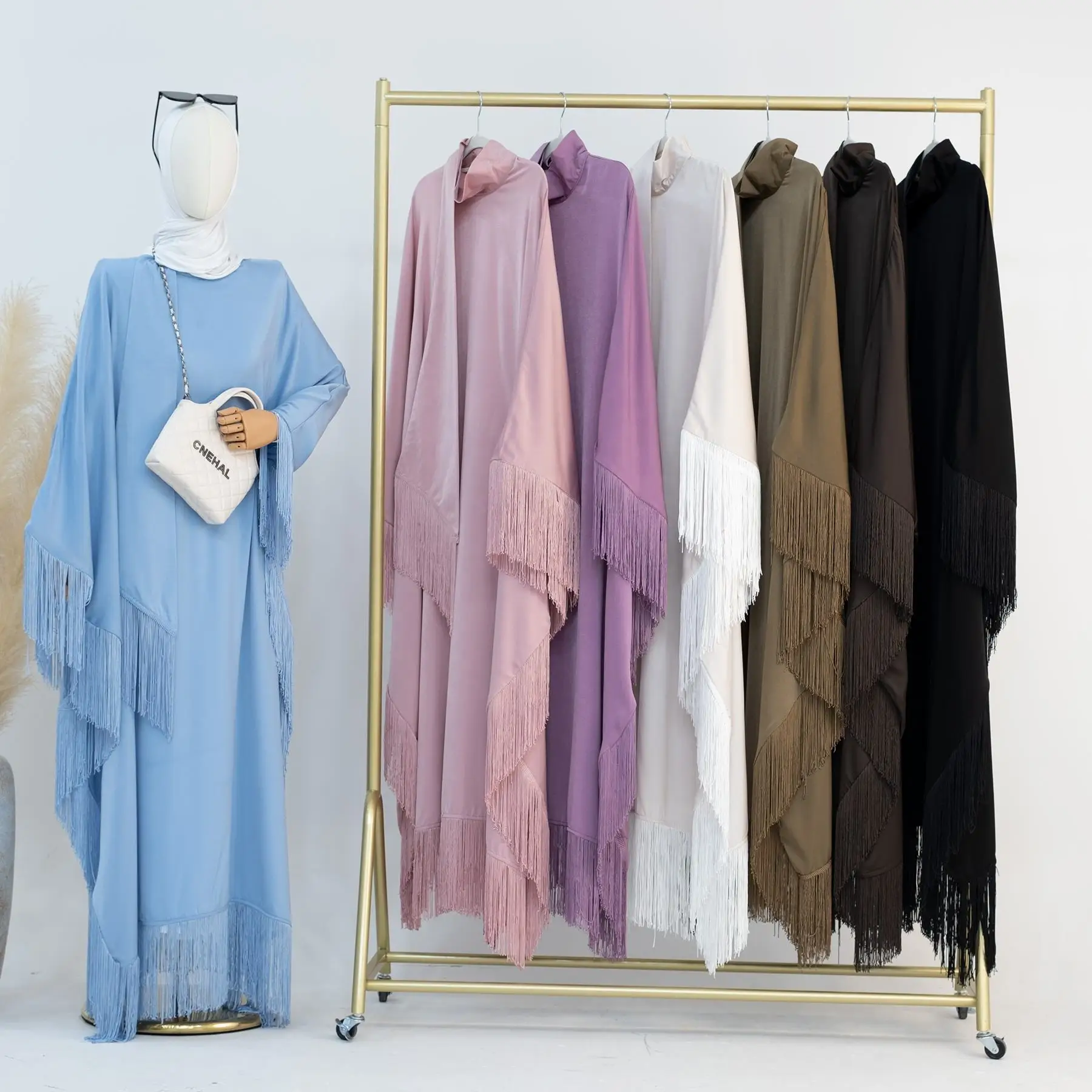 Fashion Dubai Abaya Open Muslim Women Maxi Dress Black Saudi Open Front Abaya Open Abaya for Summer