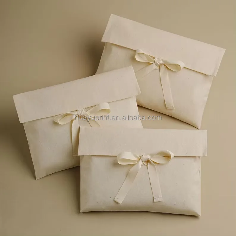 Custom Logo Printed Cotton Flannel Envelope Bag Nature Brushed Dust Bag for Clothing Packaging Printed Cotton Envelope Pouch details