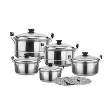 Factory Wholesale Stainless Steel Household Stockpot One Piece Cooking Pot Set of Five