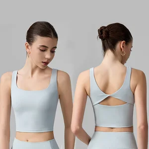 Roregal 2026 Spring Summer New Arrival Women's Knotted Back Yoga Tank Top With Fixed Padding