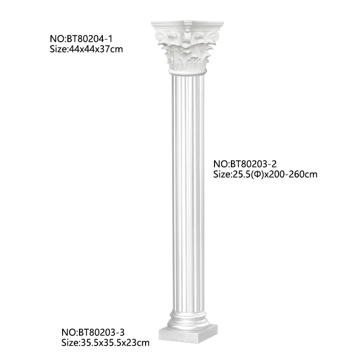 Guanyu Hotel Gardens Polyurethane Roman Columns Plastic Wall Panel Decoration Wall Tiles Molds Various Head Designs for Pillars