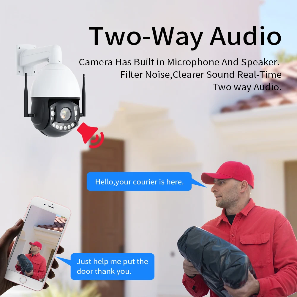 Wireless Auto Tracking Wifi Outdoor Ip Camera  Camhi 5Mp 40X Security Ptz Cctv Camera Kit