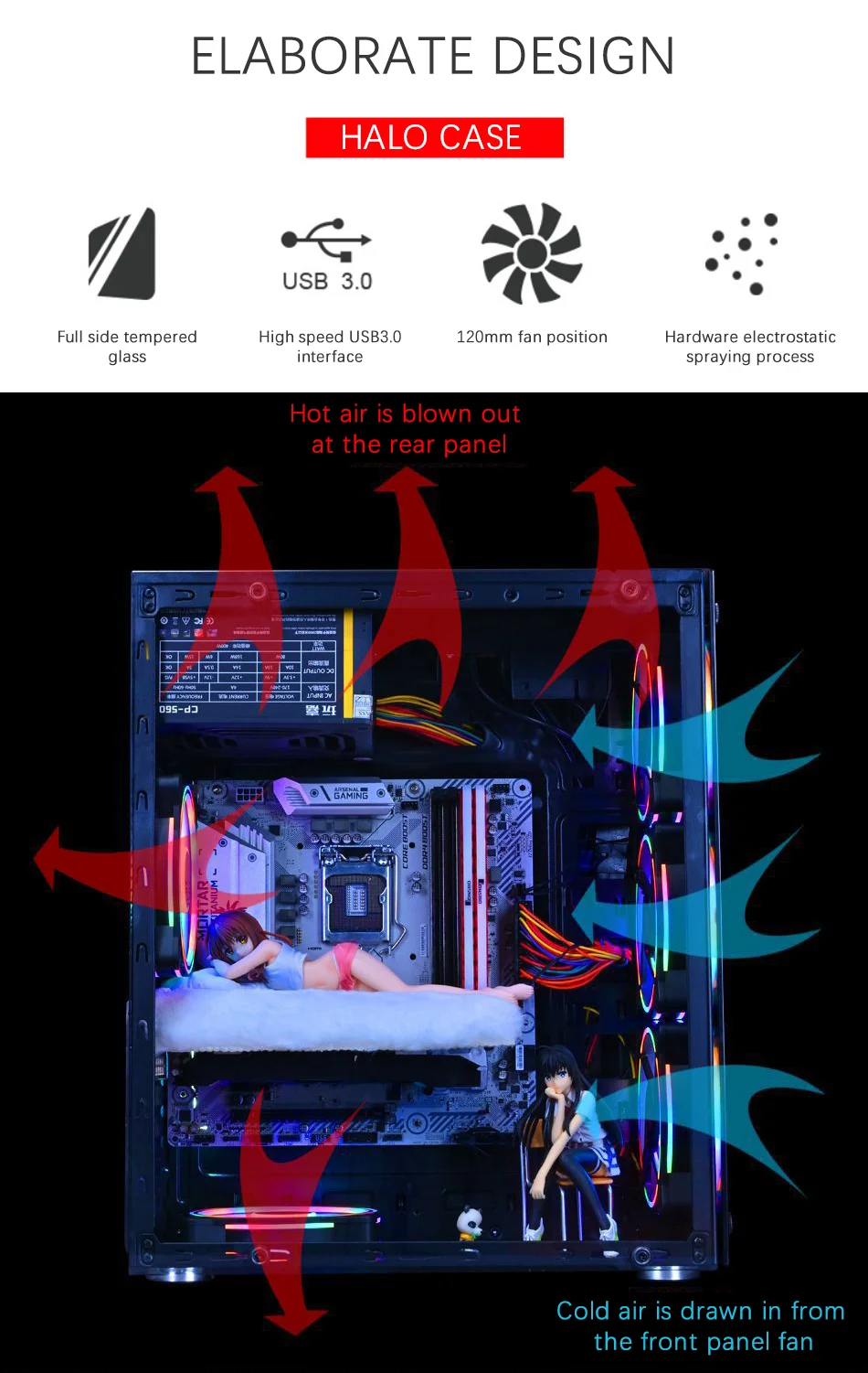 Игровой Пк Корпус Блок Питания Atx/m-atx/mini-itx Usb3.0 Средняя Башня ...
