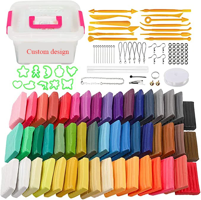 Polymer Clay Starter Kit, 50 Colors Oven Bake Clay with 8 pcs
