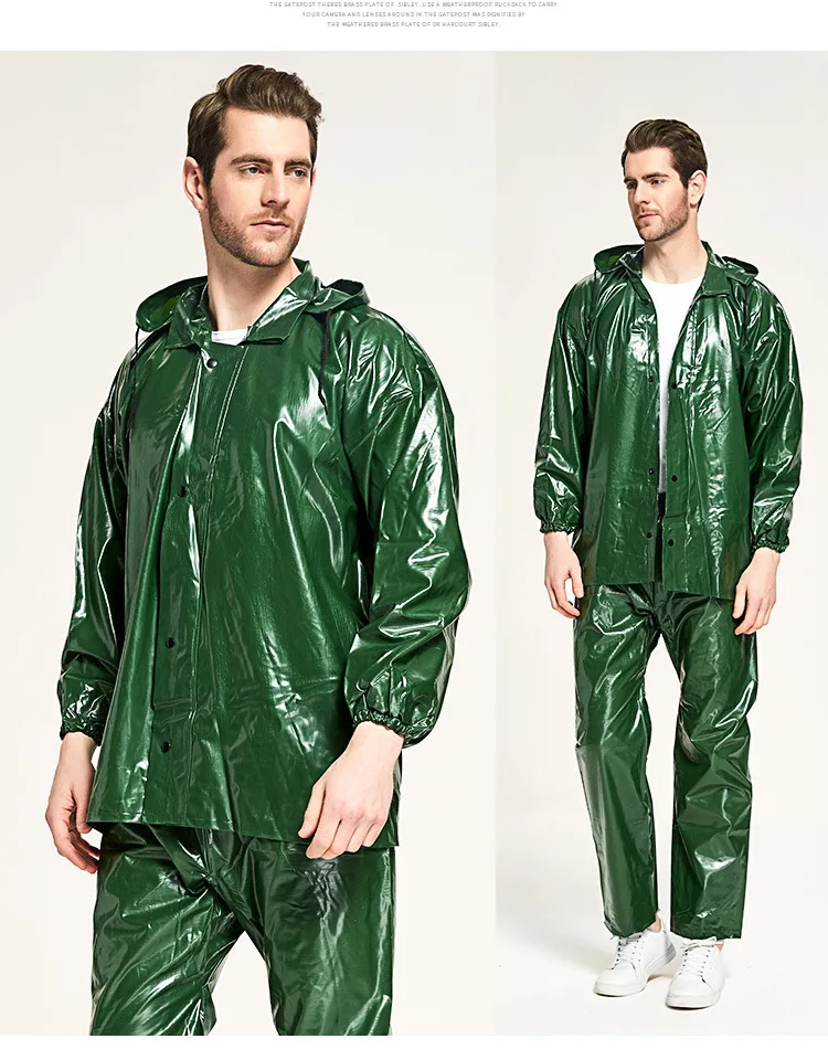 PVC Split Rain Coat Waterproof Motorcycle Suit XXL Size Plastic Rain Jacket Pants Outdoor Windproof Logo Printed Travel Style