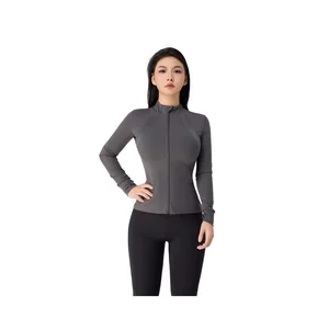 Women Gym Wholesale Cheap Price Stand up Collar Yoga Jacket Zip up Jacket and Leggings Set   Yoga Wear