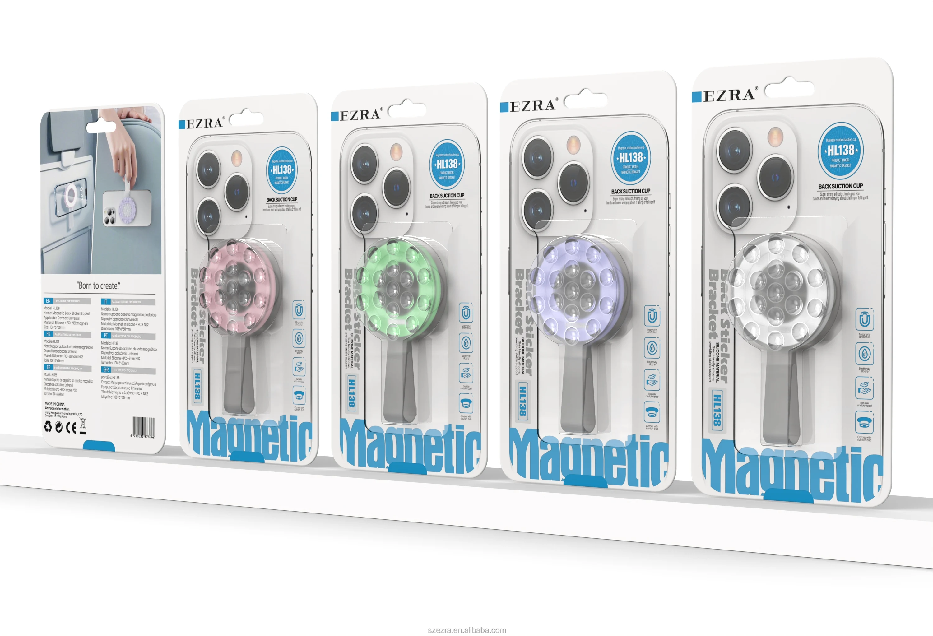 Magnetic Phone Bracket N52 Magnet 360 Rotation Silicone Stand Multiple Colors Pink Purple Green White for iPhone Samsung