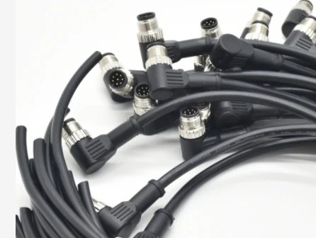 DIN M12 Male Right Angle Plug 2A Rated Current 8 Pin Connector Cable for Welding Wire & Cable Connectors