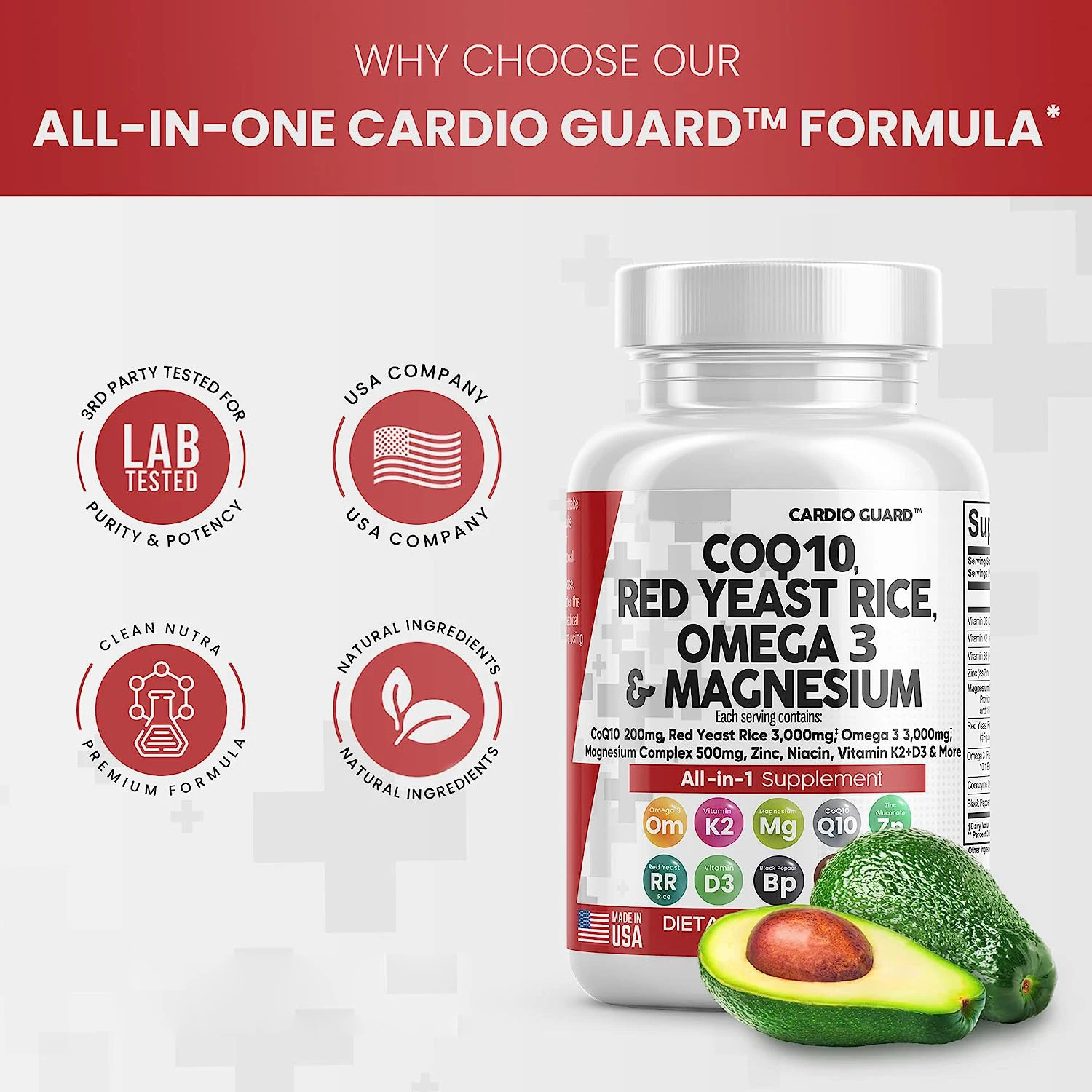 Coq10 Capsules Red Yeast Rice Omega 3 Magnesium Complex Niacin Zinc
