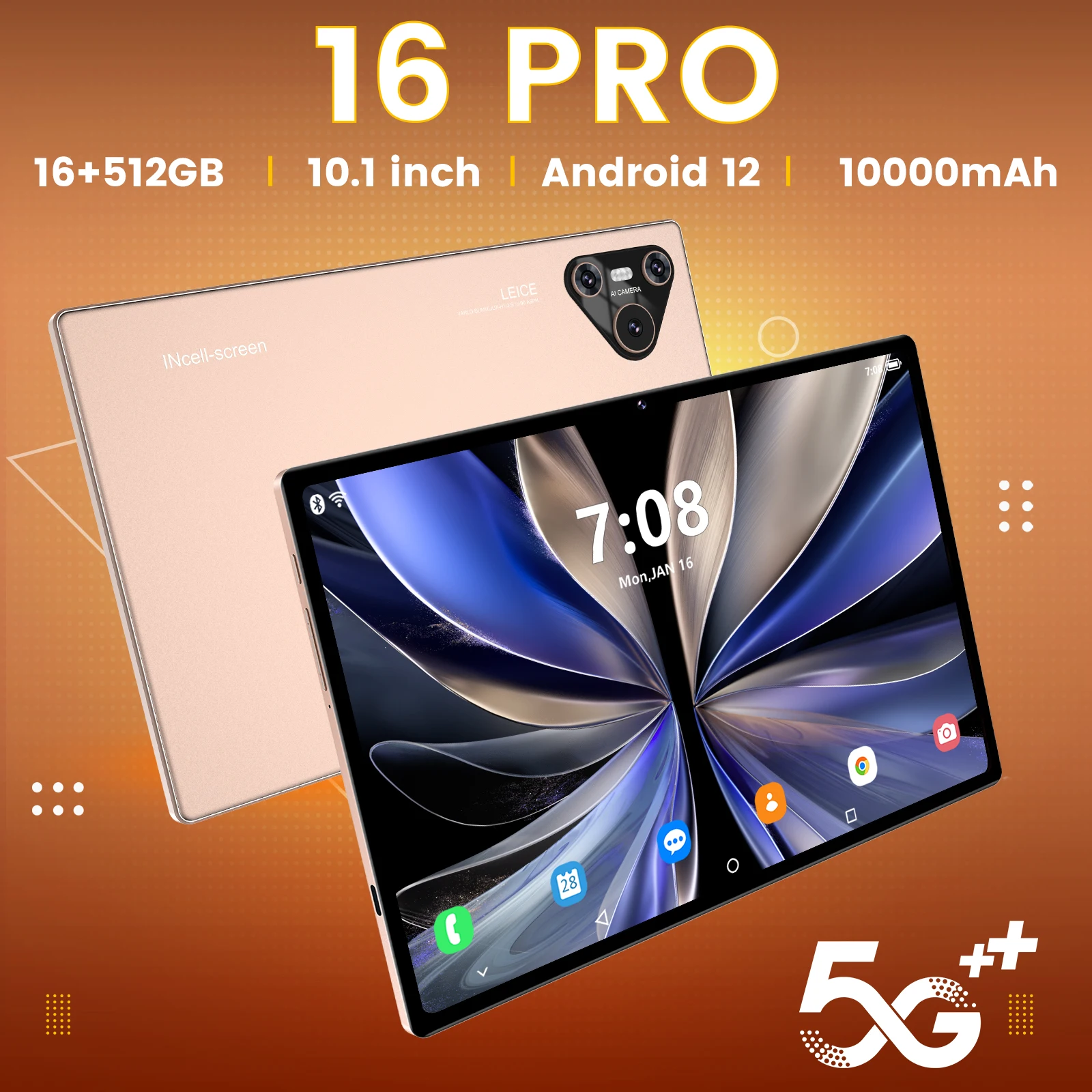 12GB RAM Rugged Android Tablet - 512GB ROM, 10.1