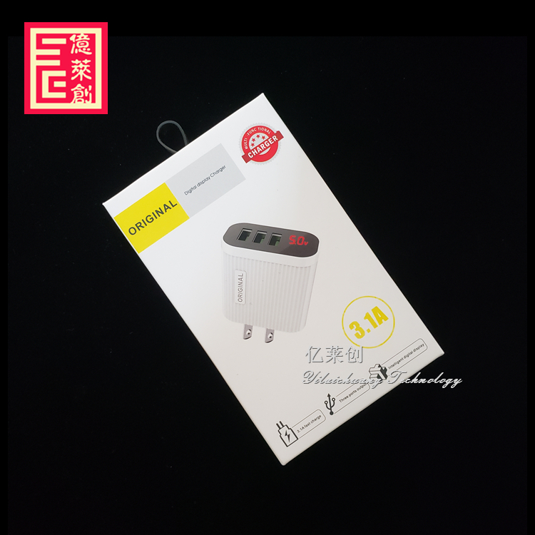 
Дорожный адаптер 5 в 3,1 А со светодиодным дисплеем, электронные аксессуары, 3 Usb-порта, вилка стандарта США, адаптер для зарядного устройства Iphone 