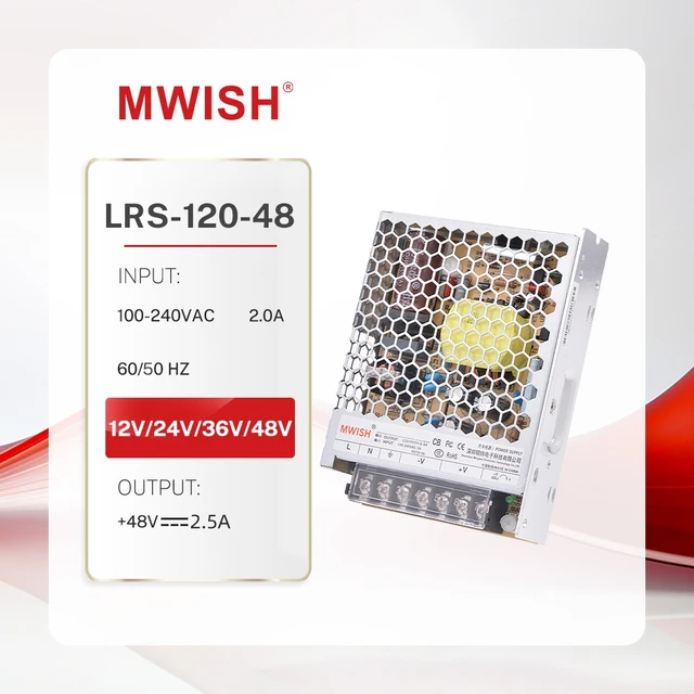 MWISH LRS-120-48 led power supply transformer 2.5A 48V 120W led strip light drivers