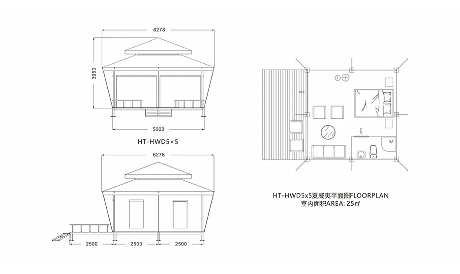 6m Customized Outdoor Quality Hotel Glamping Tent with Bathroom