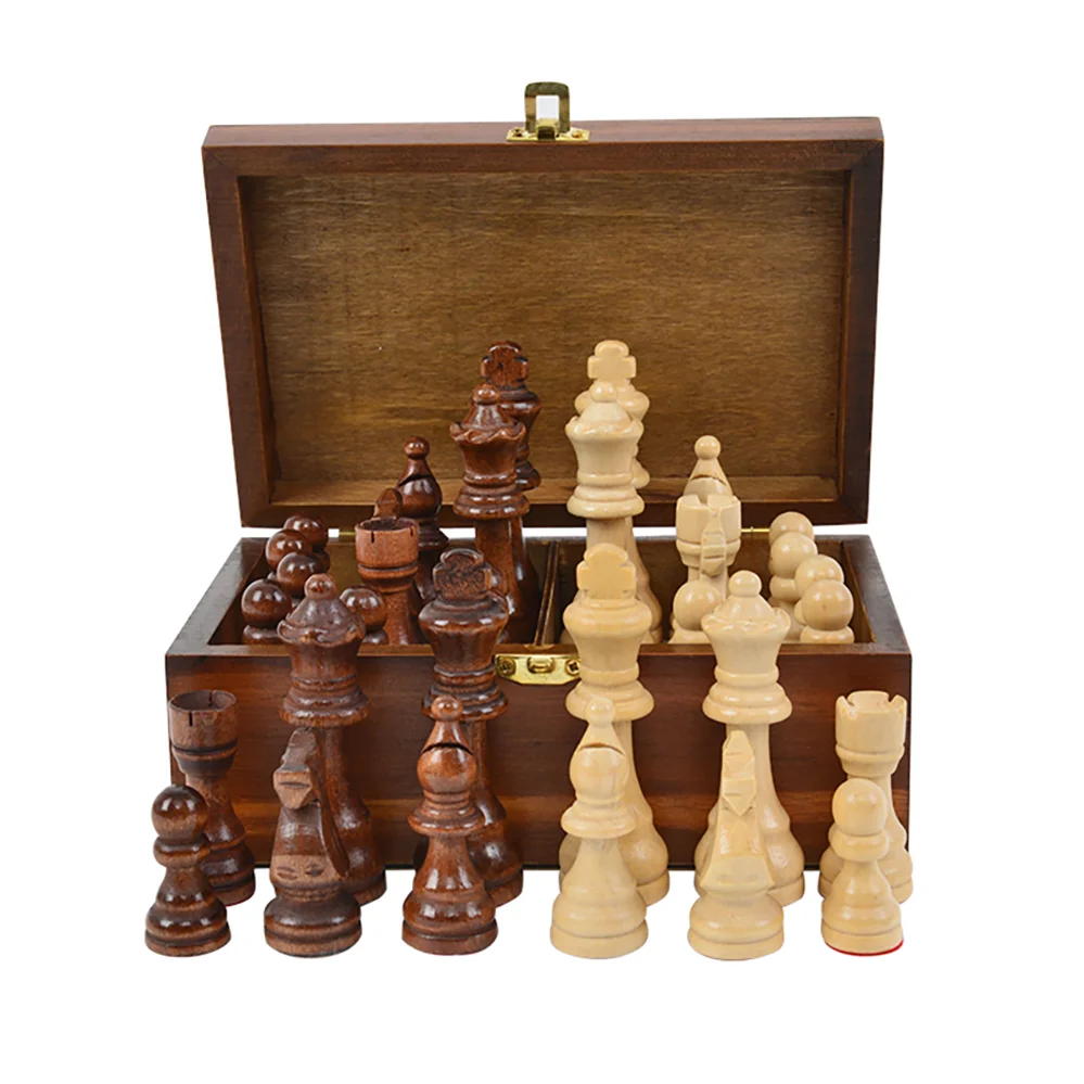 6 Tournament Chess Pieces in Wooden Box 3.9" King Staunton No 