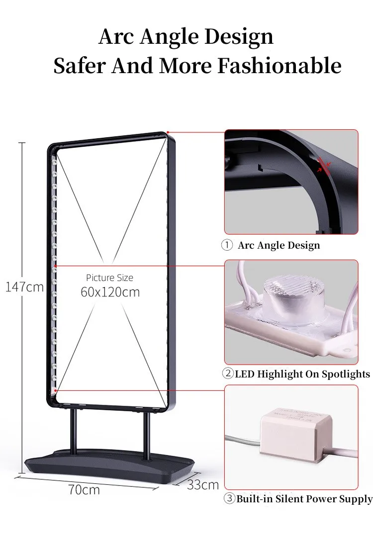 Free standing lighted sign holder led menu display heavy duty slide in poster stand factory wholesale