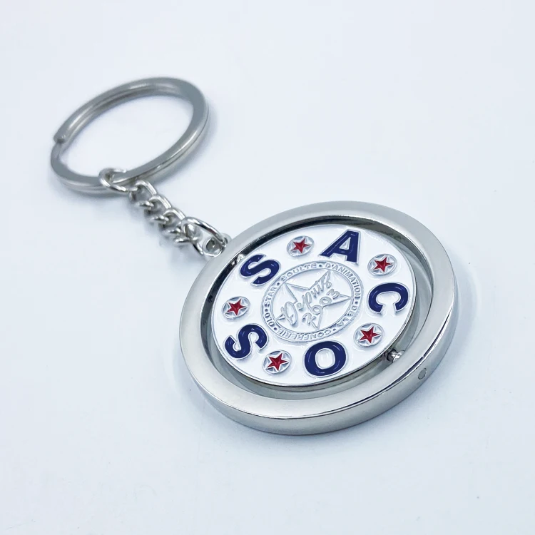 Engraved Logo Key Chain Factory Cheap Price  Rotating logo Metal  Key Chain details