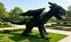 Topiaire en gazon synthétique, dragon de dessin animé vert foncé