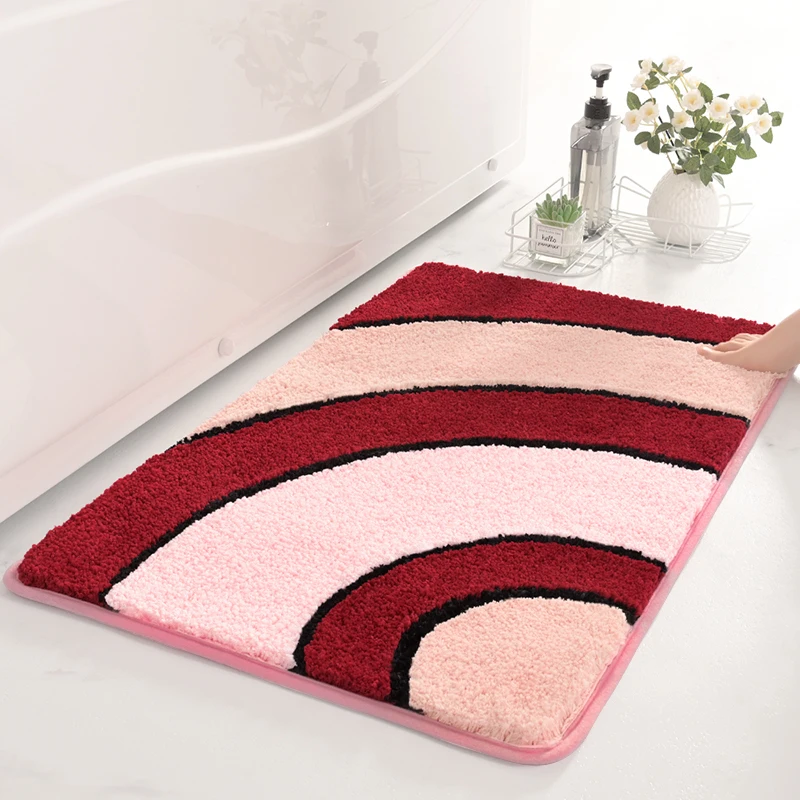 Special Design Soft Shaggy Microfiber Non-slip Bottom Bathroom Mat Thick Microfiber Toilet Bath Mat For Home