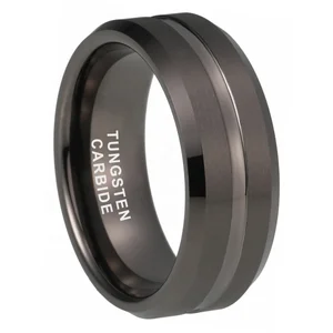 Coolstyle Jewelry 8mm Beveled Matte Finish Gunmetal Tungsten Finger Ring for Men Women Wholesale Fashion Engagement Wedding Band