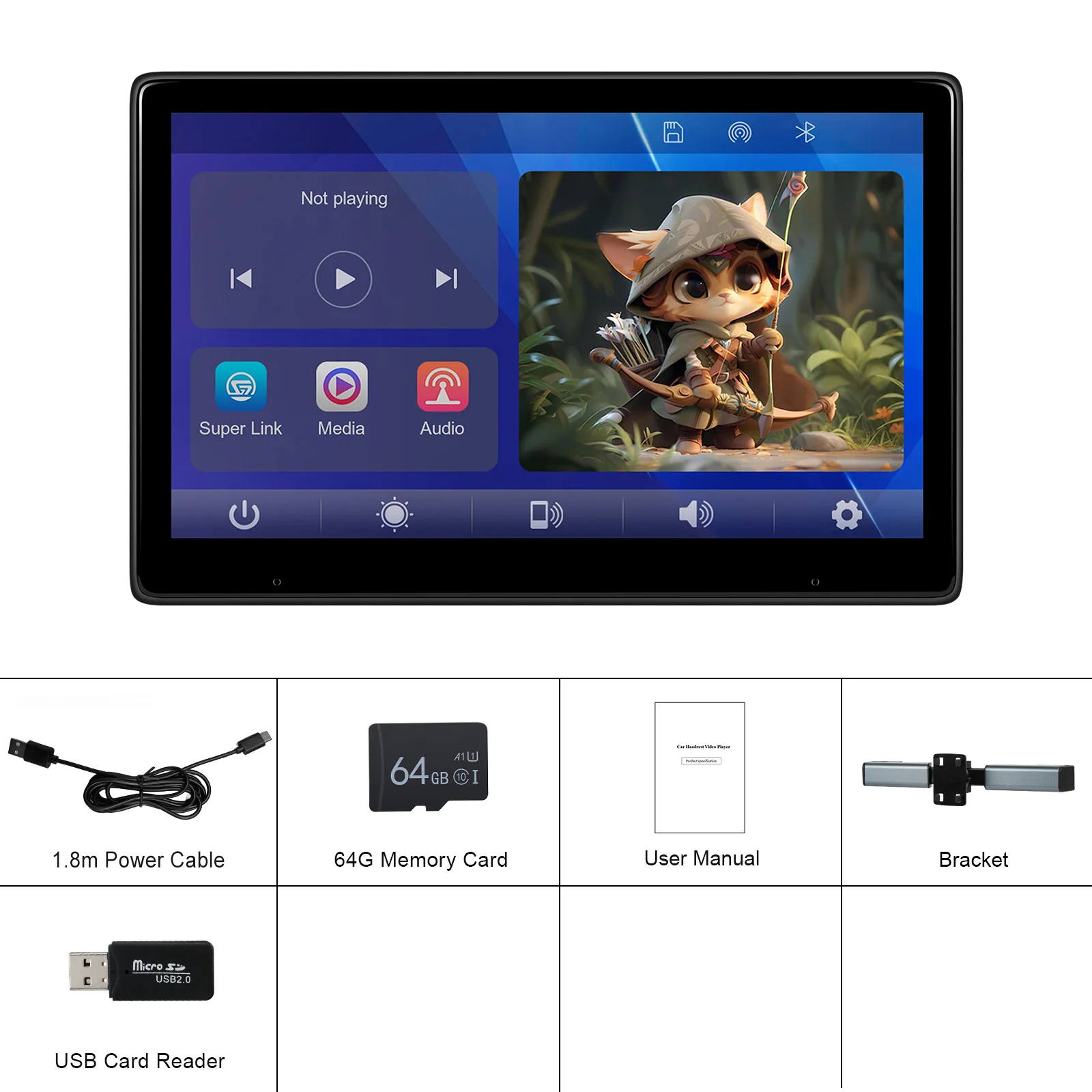 Podofo 9/10 Inch IPS Screen Portable Car Headrest Tablet Radio Video Player Car Monitor Wireless CarPlay Android Auto BT FM details