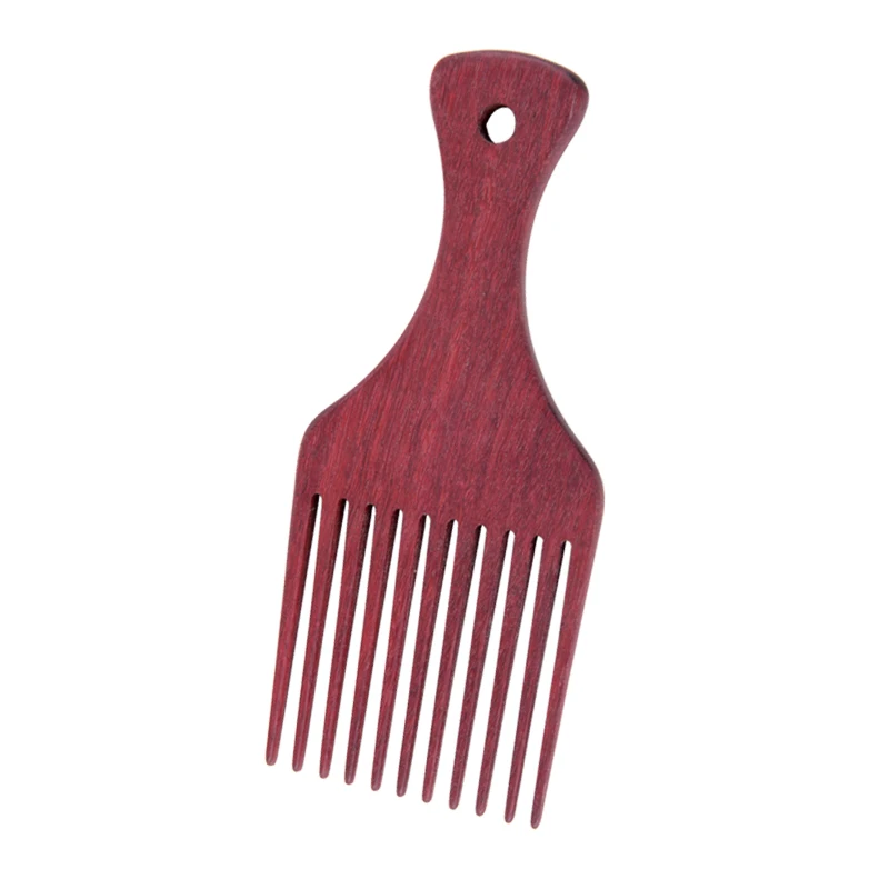 Barber Hairdressing Hair Styling Large Wooden Afro Comb Pick up Salon Afro Fork Oil Head Comb