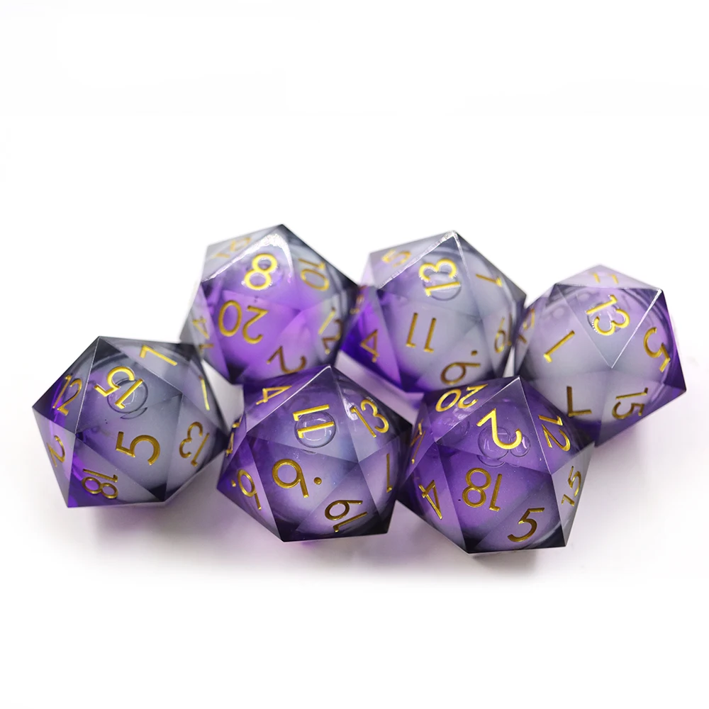Oem Customize Cheap Dice Dungeons and Dragons D20 50Mm Purple Liquid Core Dice Jumbo Single Dice