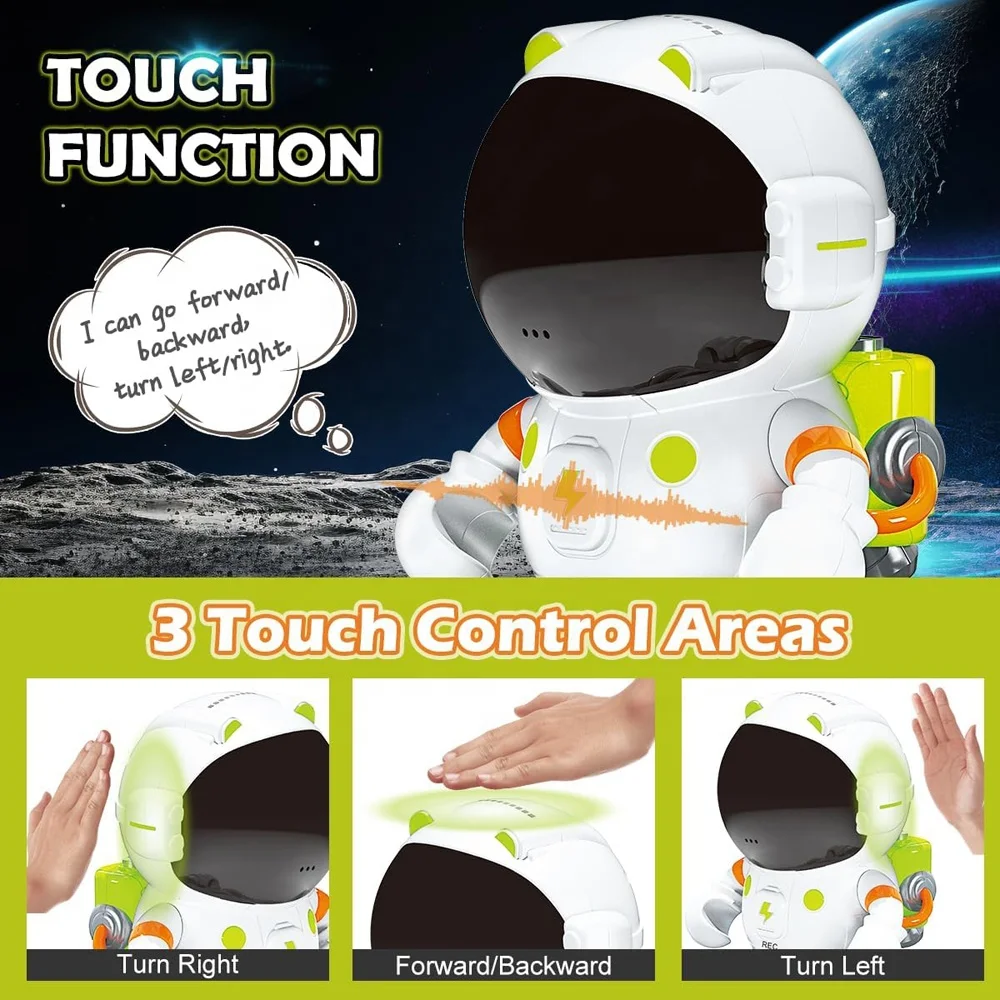 Intelligent Spaceman Robot Toy Kids Dancing Singing Talking Dialogue Voice Control Touch Sensing Smart Toy Robot with LED Lights